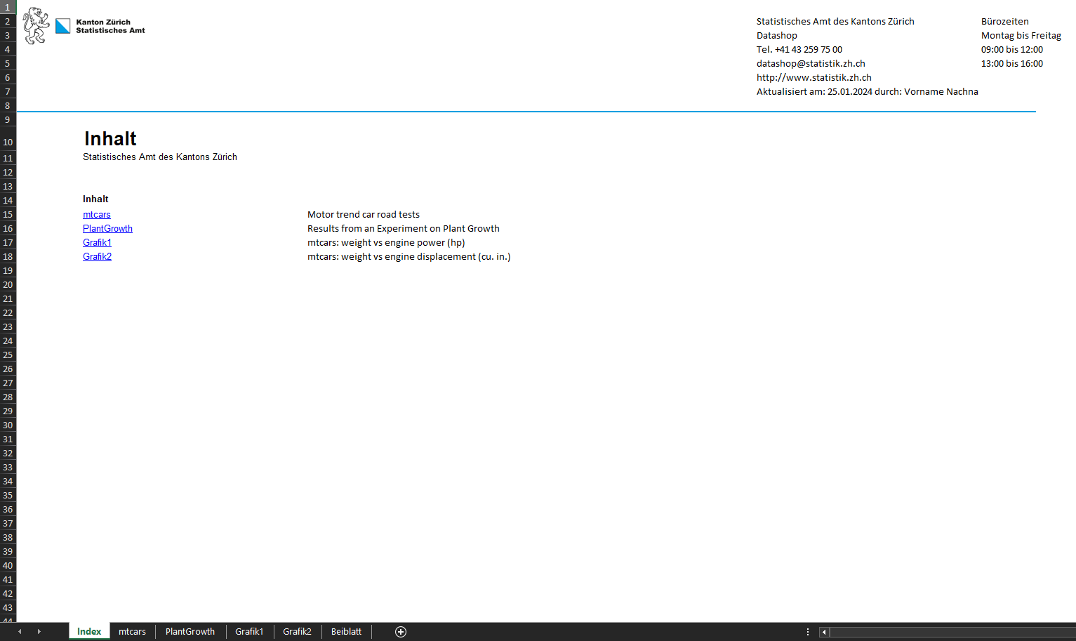 Screenshot: Titelblatt der Datei datasetsXLSX_demo.xlsx